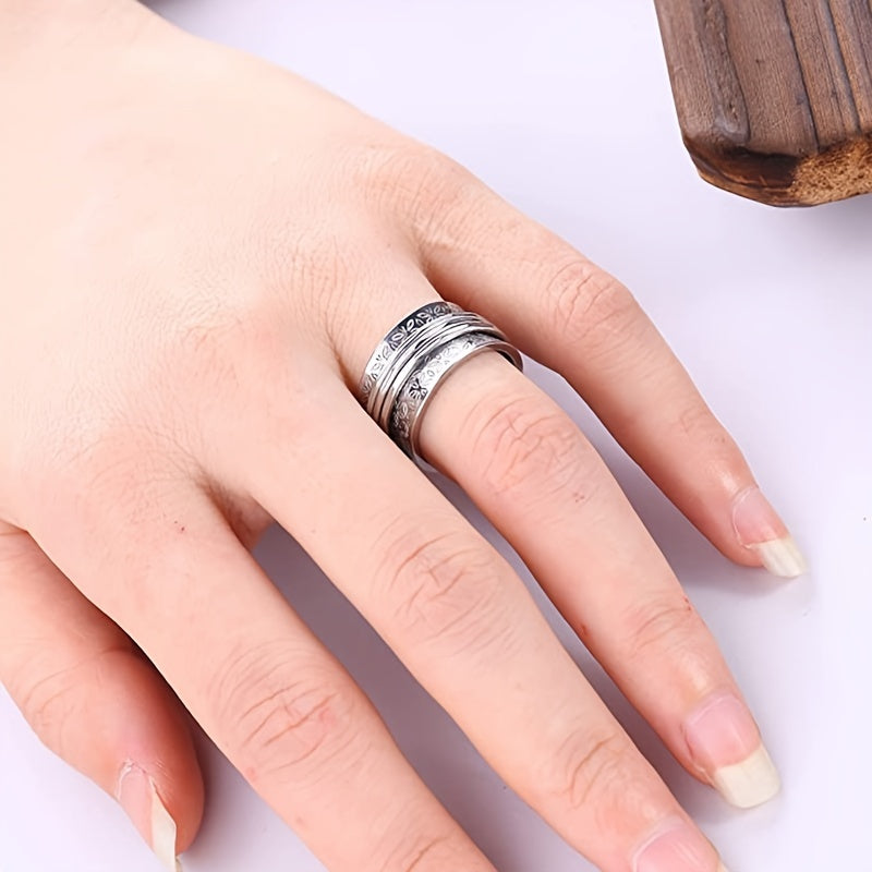 Punk Stainless Steel Butterfly Anxiety Ring Unisex Fidget Spinner Ring