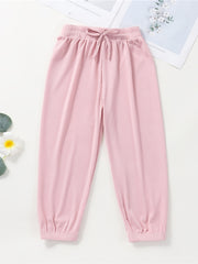 Girls Casual Sweatpants Elastic Waist Bow Loose Breathable Sport Jogger Pants