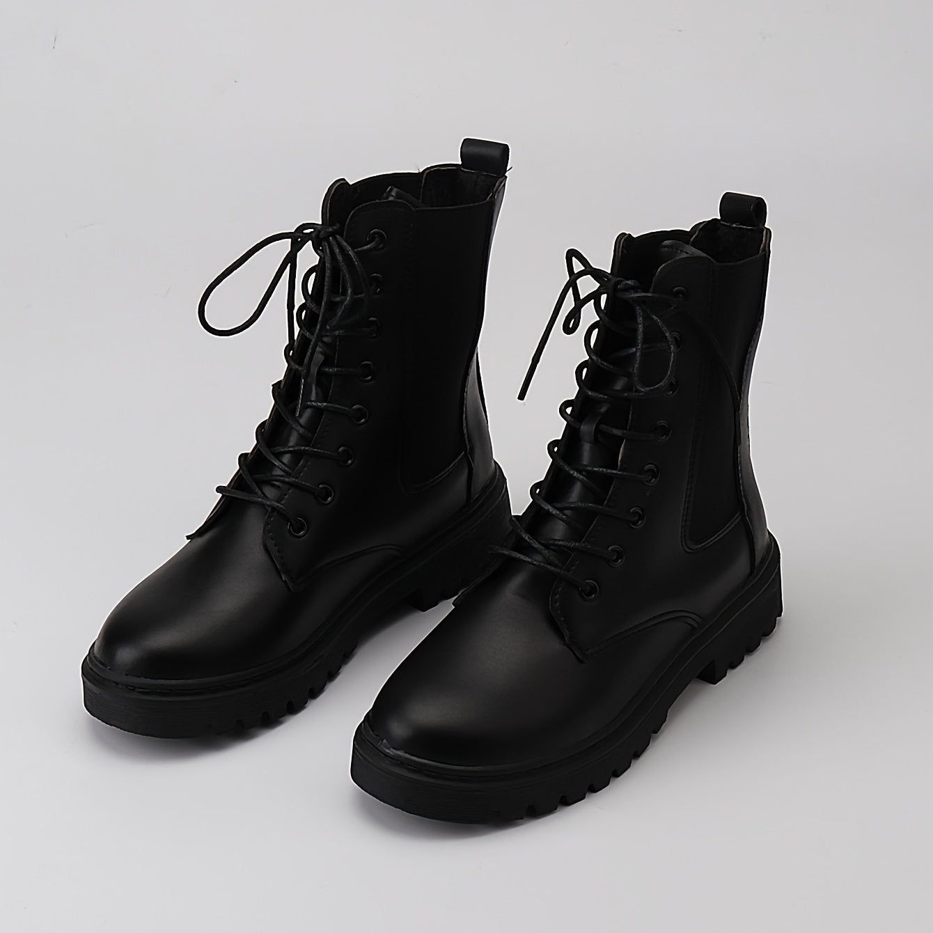 Women's Lace Up Combat Boots Faux Leather Fashionable Boots