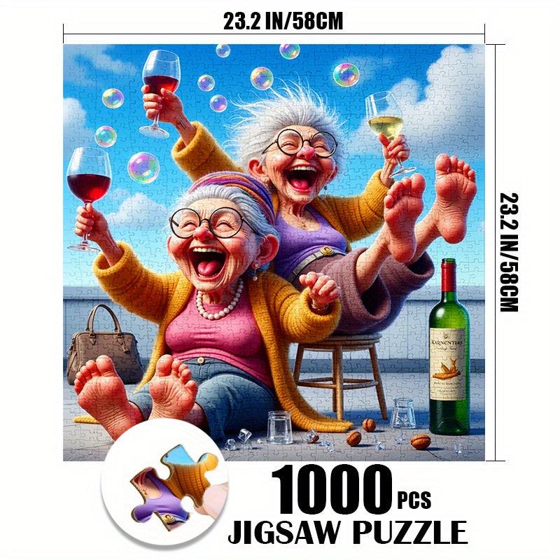 Colorful Grandma Puzzle 1000pcs Wine & Bubbles Scratch Resistant