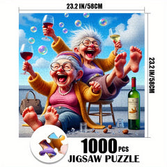 Colorful Grandma Puzzle 1000pcs Wine & Bubbles Scratch Resistant