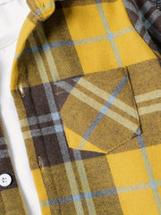 Boys Plaid Long Sleeve Lapel Jacket Casual Button Down