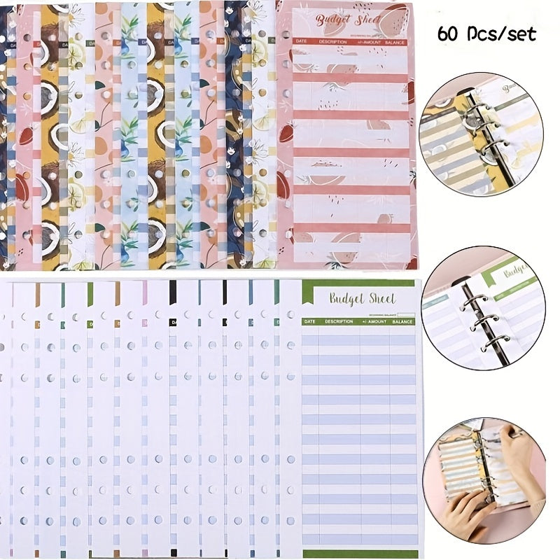 60pcs Budget Binder Paper Refill for Cash Envelopes