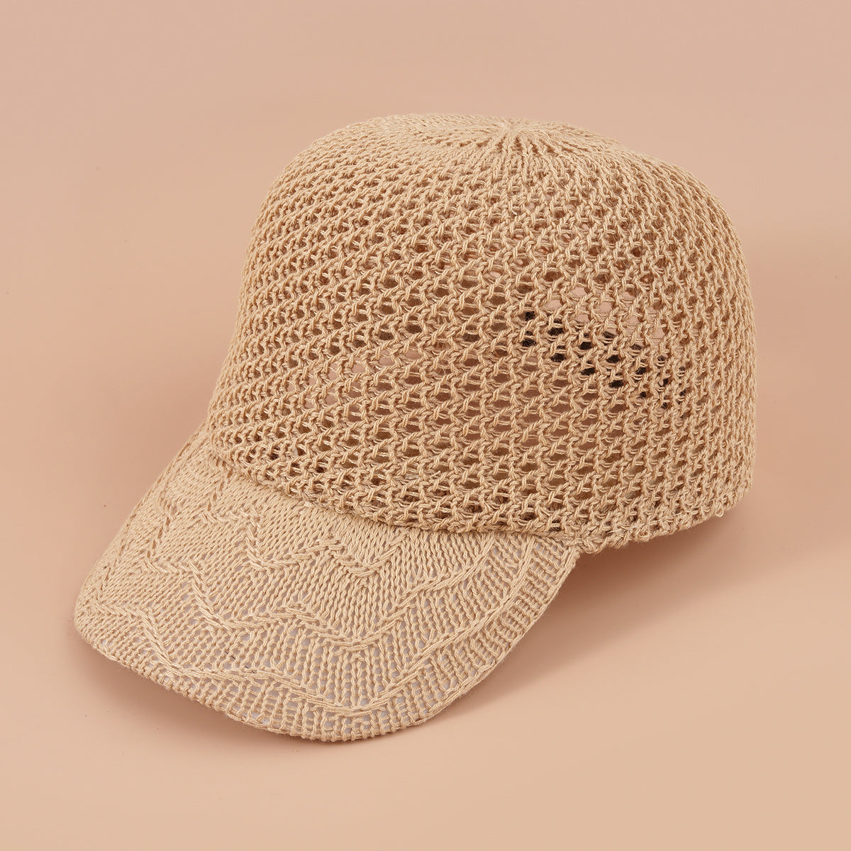 Hollow Crochet Baseball Cap Solid Breathable Sports Sun Hat