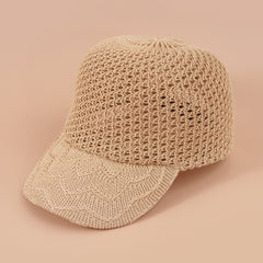 Hollow Crochet Baseball Cap Solid Breathable Sports Sun Hat