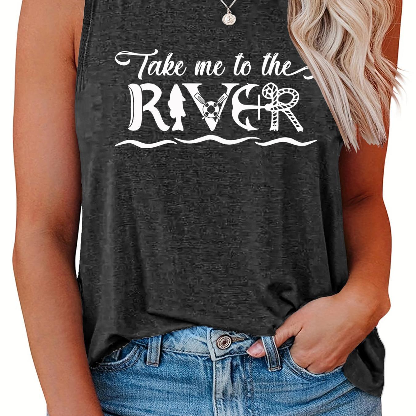 Fish & Letter Print Round Neck Tank Top