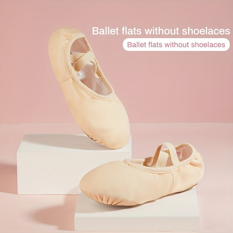 Girl's Solid Ballet Shoes Kids Dance Shoes Comfy Adjustable Sneakers
