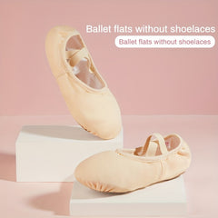 Girl's Solid Ballet Shoes Kids Dance Shoes Comfy Adjustable Sneakers