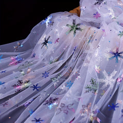 Christmas Snowflake Sheer Tulle Fabric Yard DIY Winter Wonderland Party