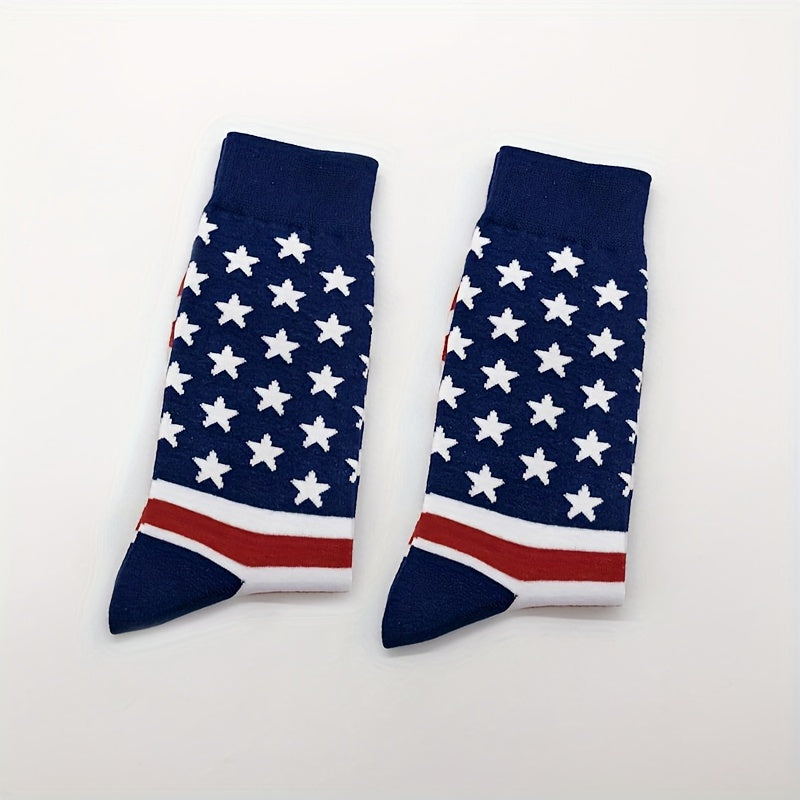American Flag Crew Socks 2 Pairs Women's Mid Tube Stockings