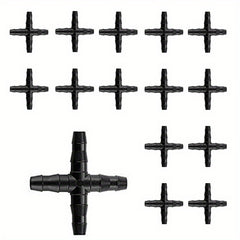 15pcs 4 Way Barbed Connector for Drip Irrigation 4 7mm Pipes