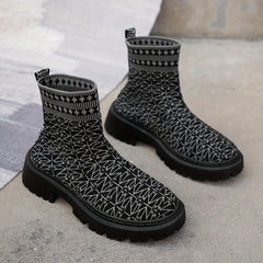 Women's Print Medium Tube Boots Comfortable Non slip Outdoor Boots