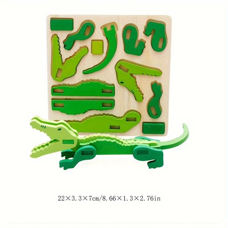 Wooden 3D Animal Jigsaw Puzzle - Educational Building Blocks