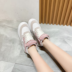 Women's Patchwork Chunky Sneakers Medium Top Sport Shoes
