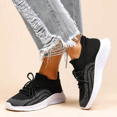 Women's Knit Breathable Low Top Lace-Up Sneakers