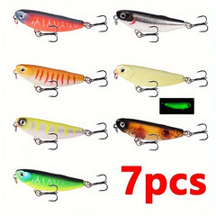 7pcs Top Water Mini Pencil Lure Mixed Colors Set 5 2 16inch 5g 0 176oz Floating
