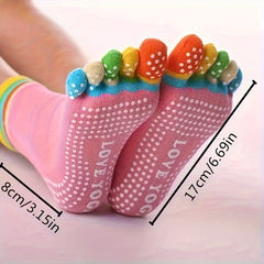 Rainbow Yoga Socks Non Slip Ankle Striped Gripper Socks