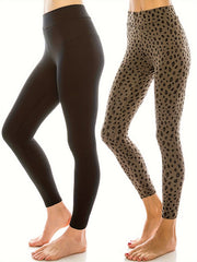 2 Pack Plus Size High Rise Butt Lifting Yoga Leggings Set