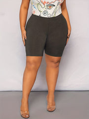 High Rise Skinny Biker Shorts With Pockets