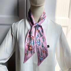 Printed Ribbon Scarf Silk Feeling Satin Neck Scarf