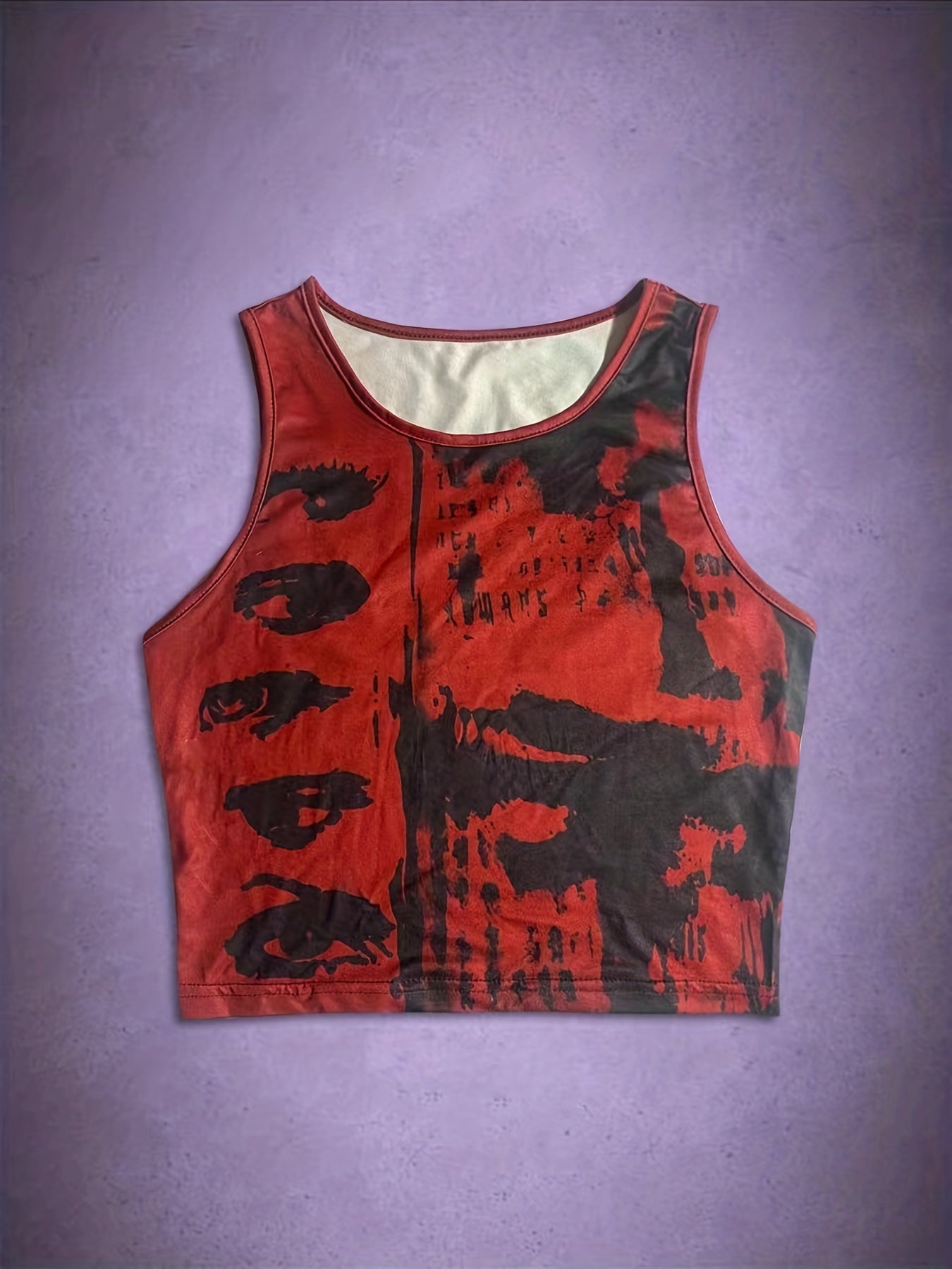 Abstract Print Crop Tank Top for Women