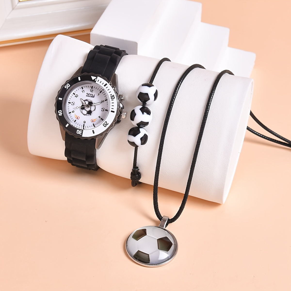 3pcs LED Sports Watch Set for Boys Soccer Theme