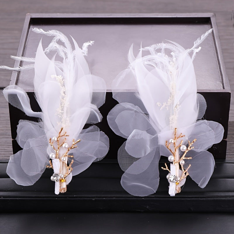 Feather Hair Clip Bridal Hair Accessories Wedding Headpiece