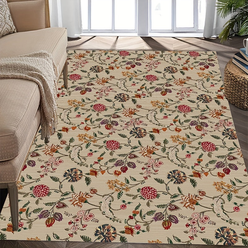 Luxuriant Flowers Pattern Sponge Rug Hallway Entrance Doormat Carpet