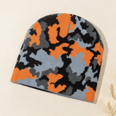 Y2K Gothic Camouflage Jacquard Wool Acrylic Knitted Hat Women Beanie