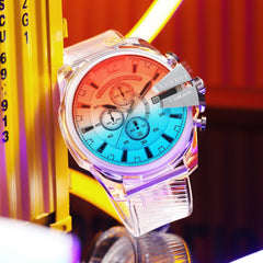 KUERST Acrylic Quartz Watch Waterproof Chronograph Sports Wrist Watch
