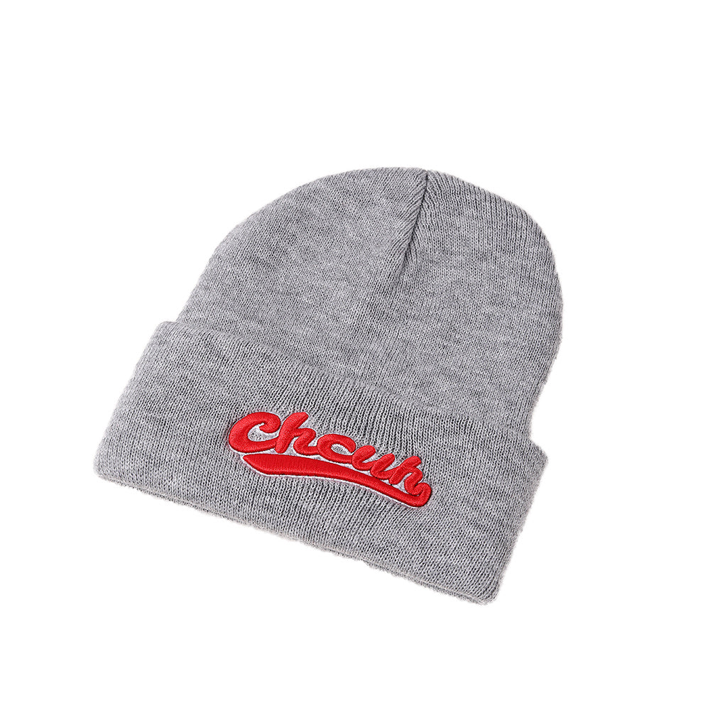 Men's Letter Embroidery Knitted Hat Warm Ear Protection Sports Hat