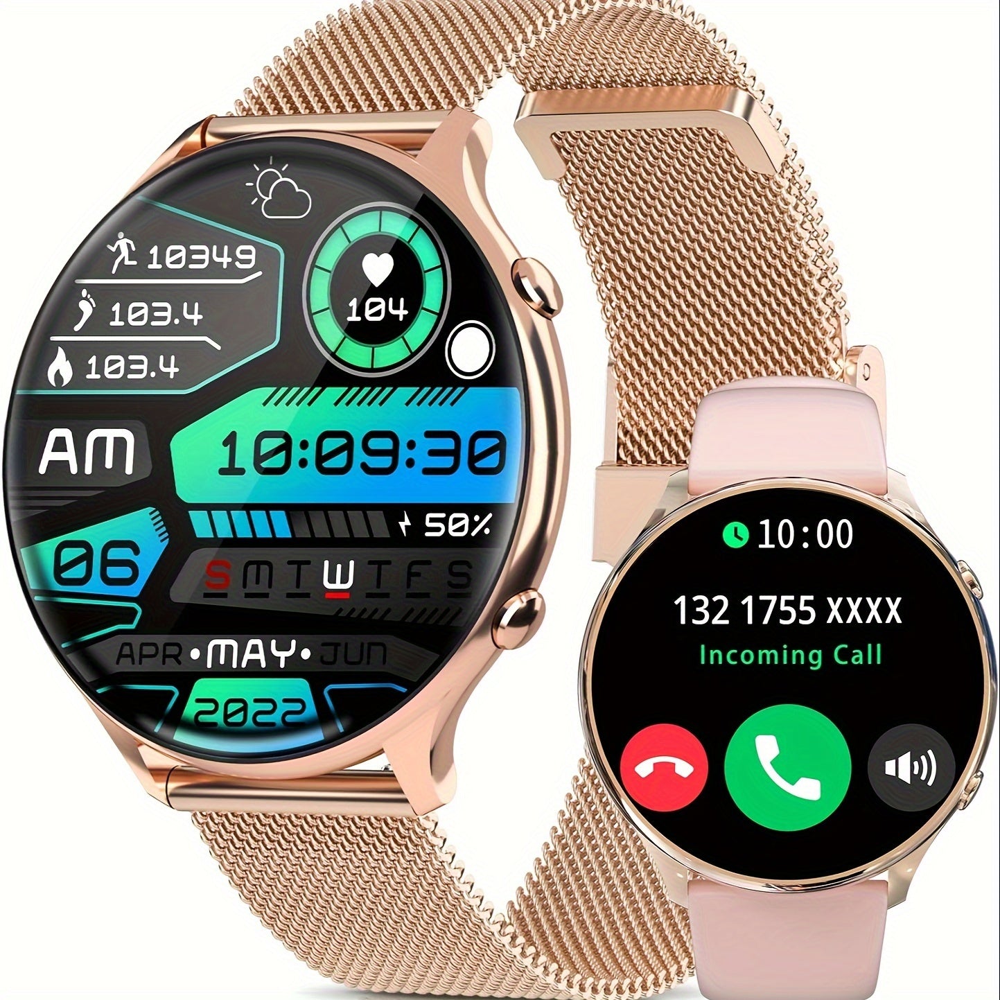 Meatball Women's Smartwatch 4 Round Smartwatch with Pedometer 120 Sports Modes