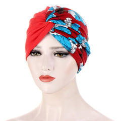 Floral Cloth Twist Turban Cap Soft Women Print Hijab Turban Head