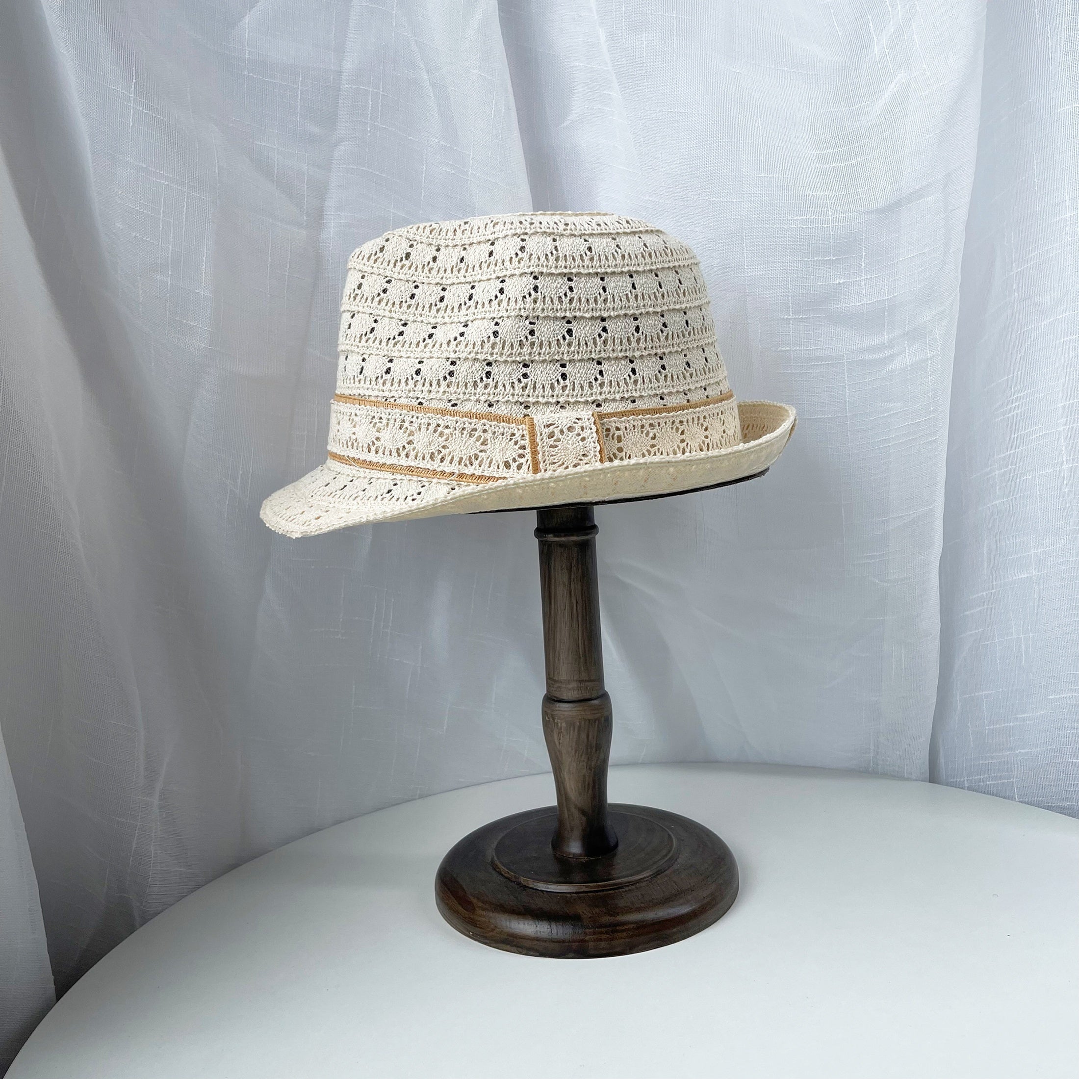 Hollow Out Fedora Cap Solid Rolled Short Brim Jazz Hat Mesh Breathable Sun Hats