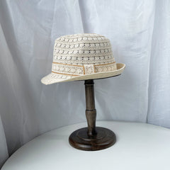 Hollow Out Fedora Cap Solid Rolled Short Brim Jazz Hat Mesh Breathable Sun Hats