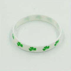 St. Patrick's Rubber Bracelet - Letters & Shamrock Graphics - Lucky Wristband