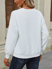 Textured Pullover Sweatshirt Long Sleeve Crew Neck for Women