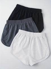 Y2K Drawstring Elastic Waist 3-Piece Set Sports Shorts