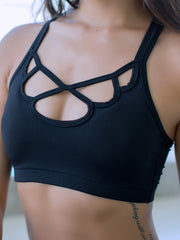 Criss Cross Back Sports Bra with Removable Pads