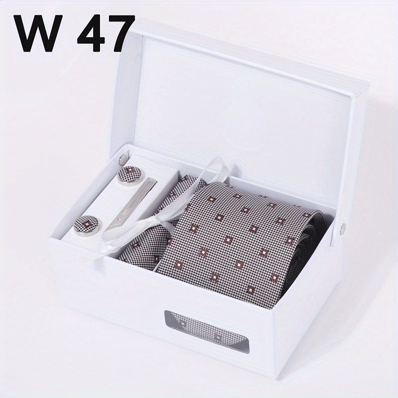 Men's Tie And Pocket Square Set Necktie Handkerchief Cufflinks