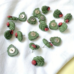 20pcs Leaf Pattern Nails Ladybug Decorative Cork Board Drawing Pins