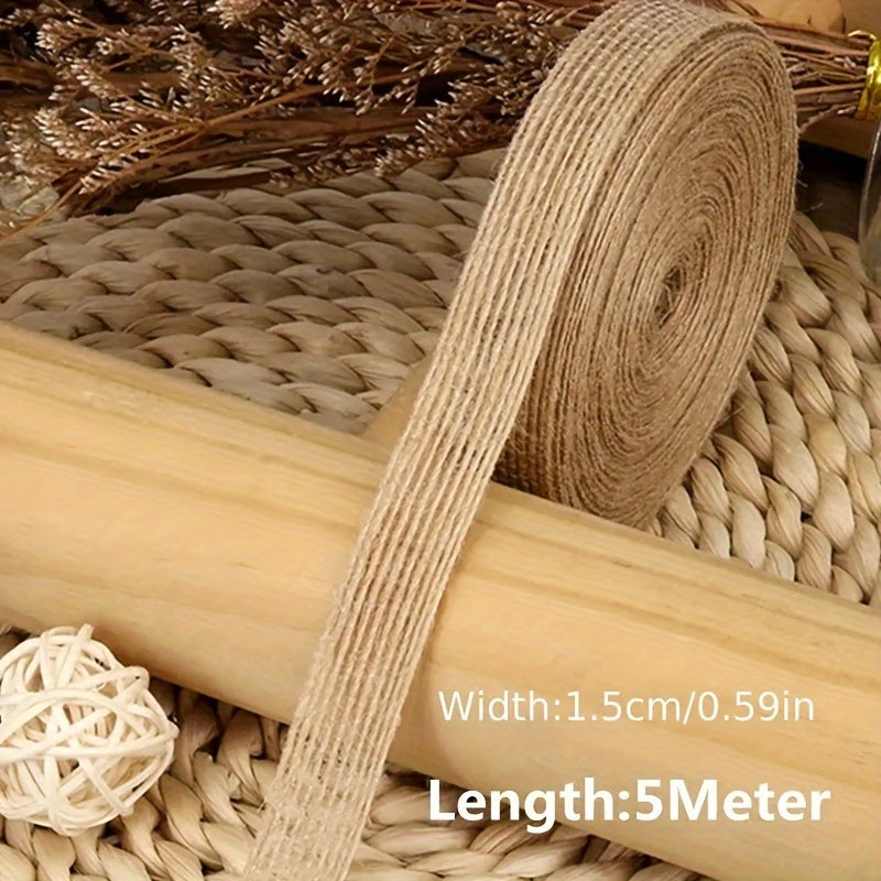 5M Natural Jute Ribbon Bow Crafts DIY Vintage Jute Burlap Gift Wrapping Sewing
