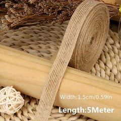 5M Natural Jute Ribbon Bow Crafts DIY Vintage Jute Burlap Gift Wrapping Sewing