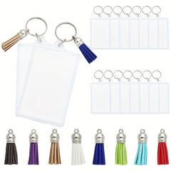 5pcs DIY Rectangle Keychain Picture Frame with 5 Tassels