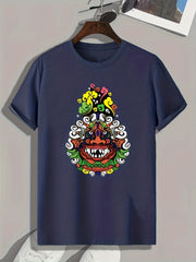 Monster Print Men's Graphic T-shirt for Summer