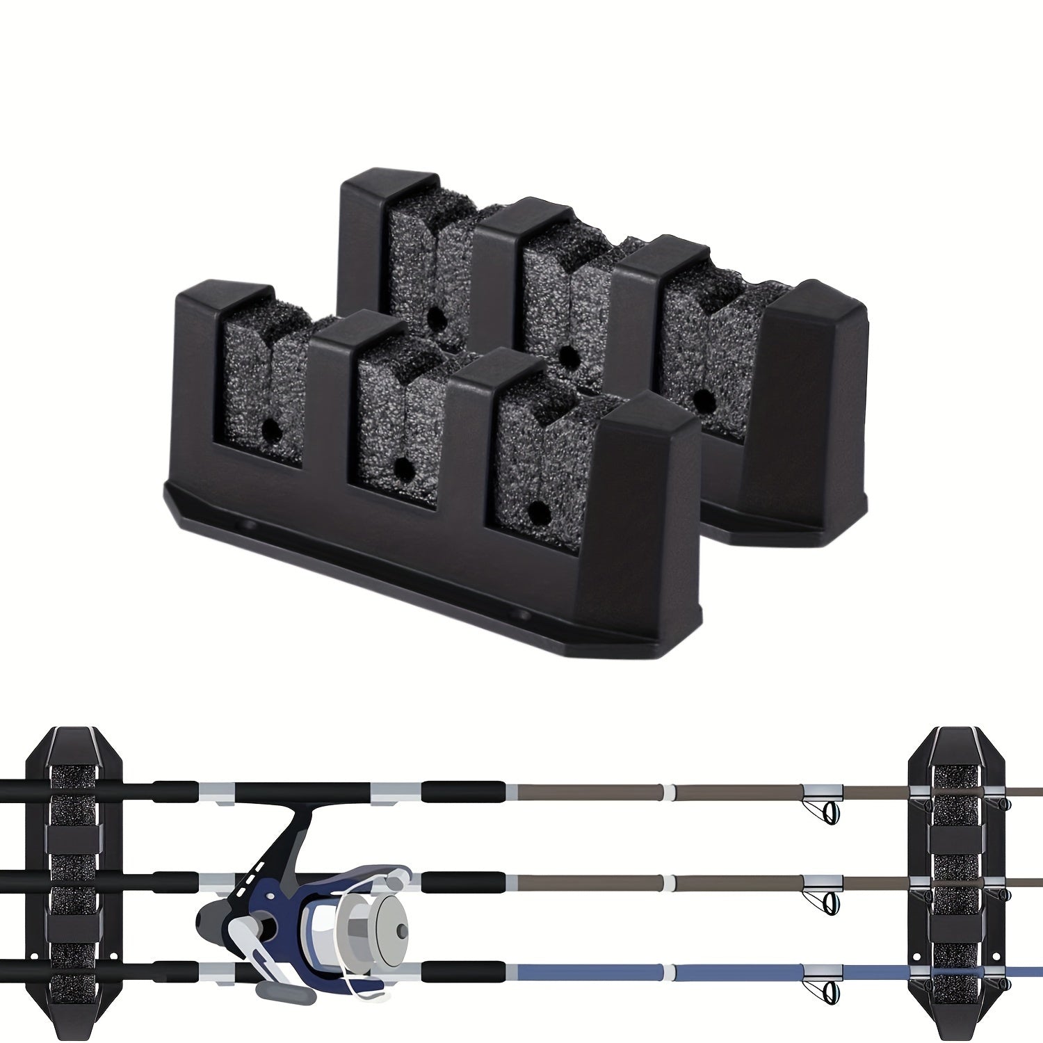 3 Rod Storage Holder For Fishing Rods Durable Fishing Pole Holder & Rack