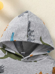 Boys Dinosaur Pullover Hoodie Pants Set Outfit Baby Clothes