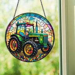 Tractor Pattern Suncatcher Home Decor & Field Tractor Lover