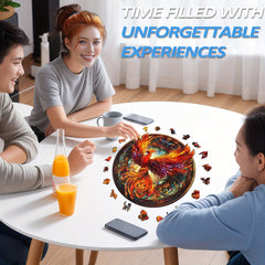 Mandala Style Wooden Puzzle Phoenix Animal Shapes Brain Teaser Decorative Box