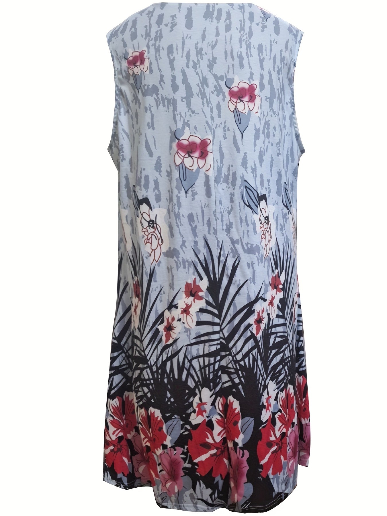 Floral Print V Neck Tank Dress